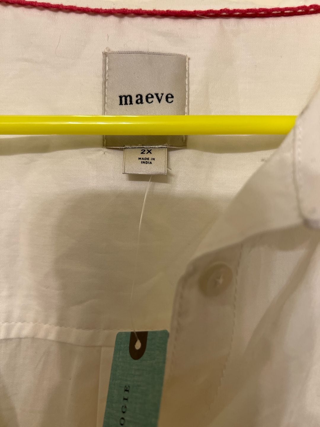 Maeve Button Down Shirt Size 2X Plus White Rhinestone Heart 3