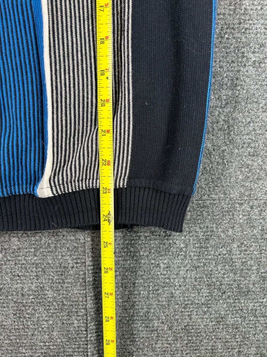 Tosani Short Sleeve Sweater Size M Blue Black Striped Knit Top 8