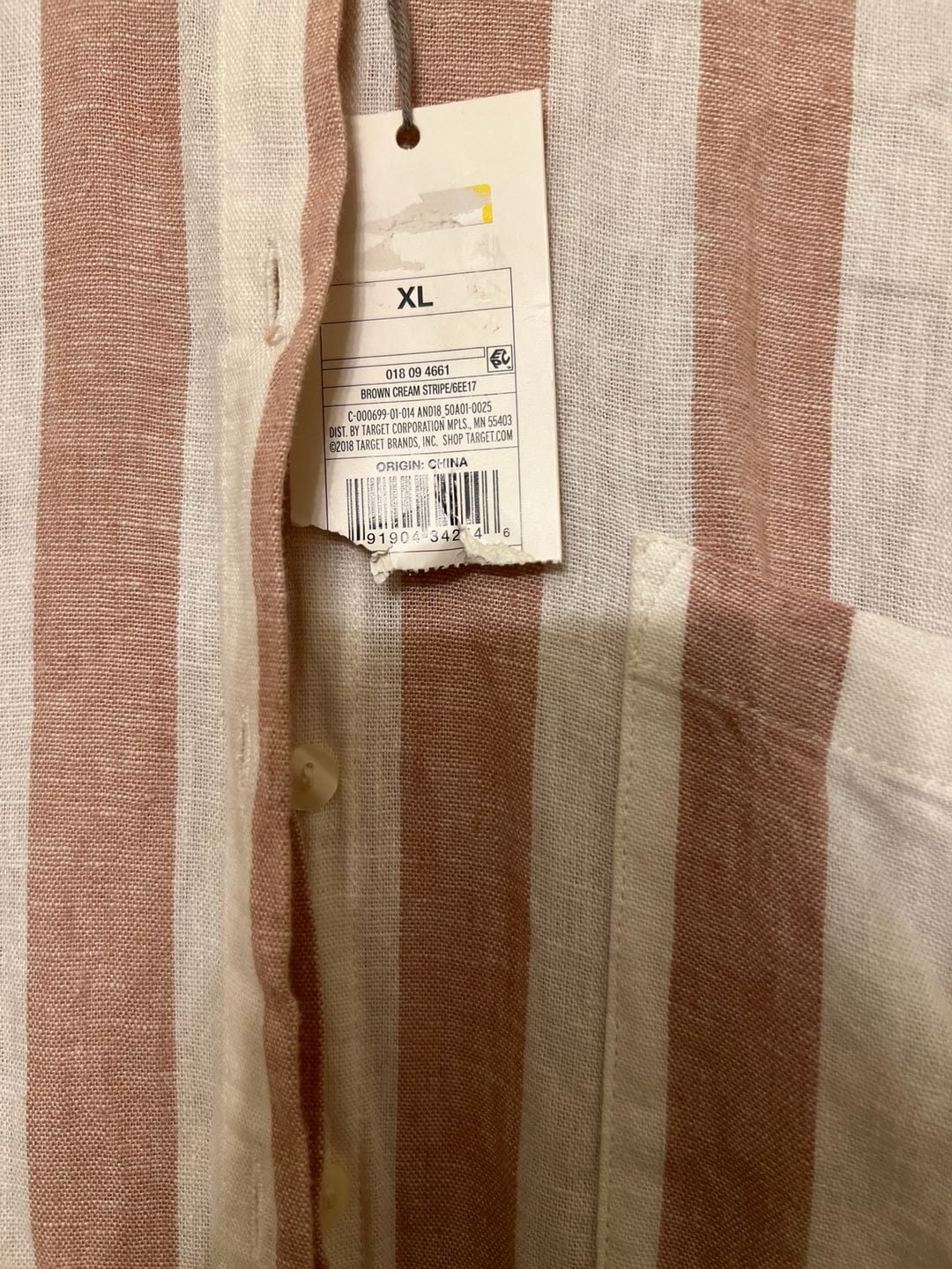 A New Day Linen Blend Striped Shirt Dress Size XL Brown Cream 3