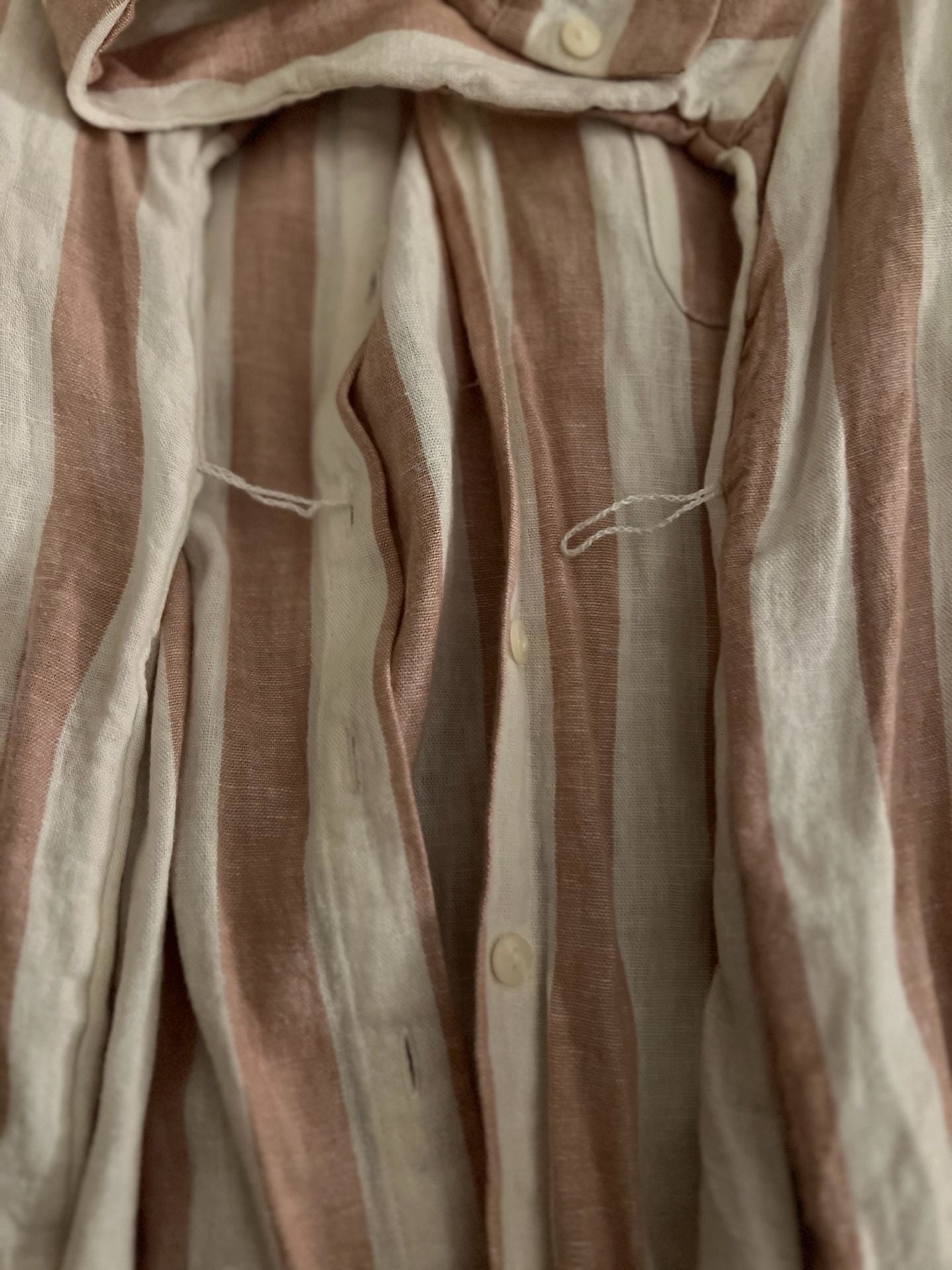 A New Day Linen Blend Striped Shirt Dress Size XL Brown Cream 7