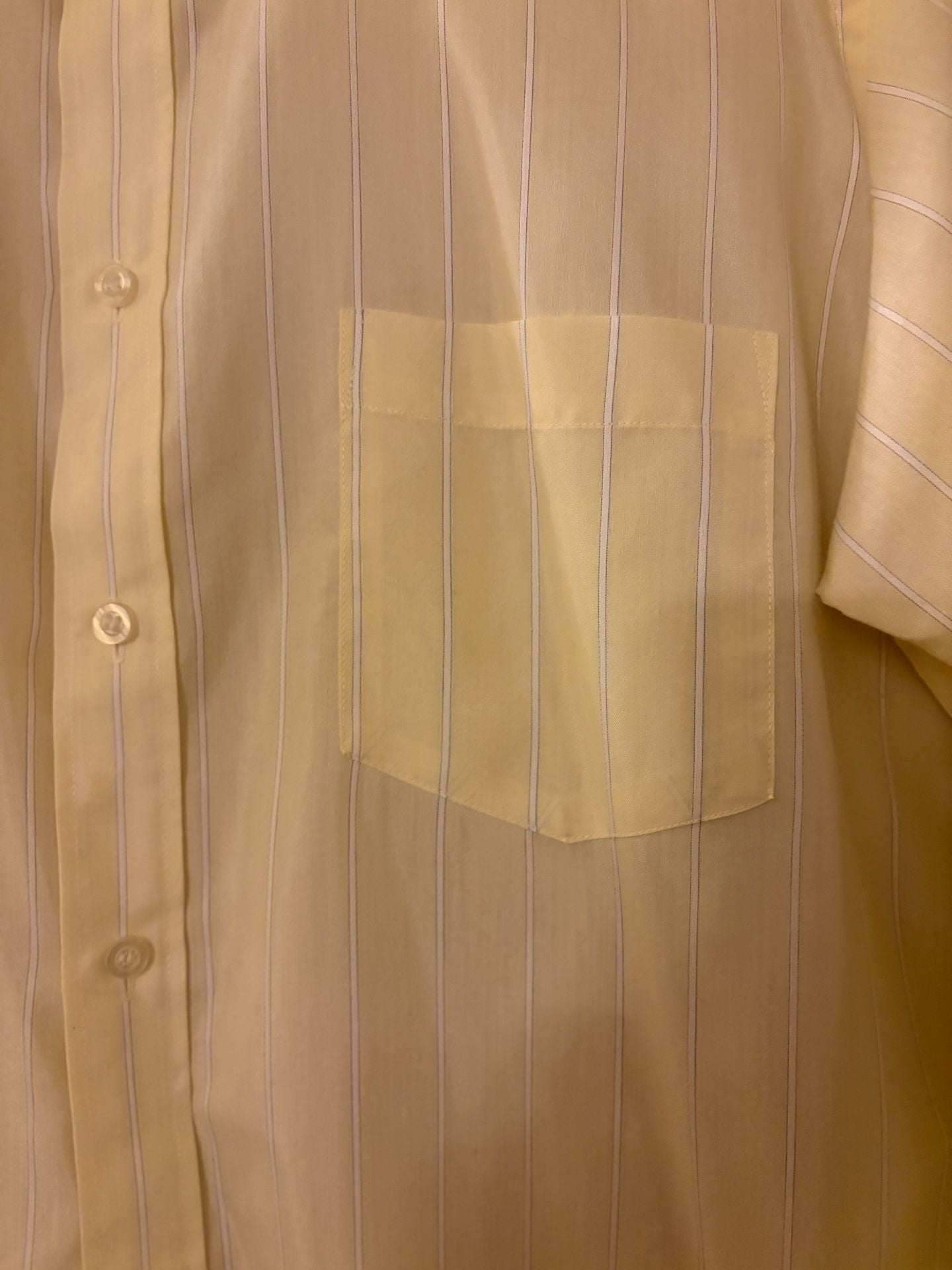 Van Heusen Striped Dress Shirt Size 16-32/33 Yellow Single Needle 3