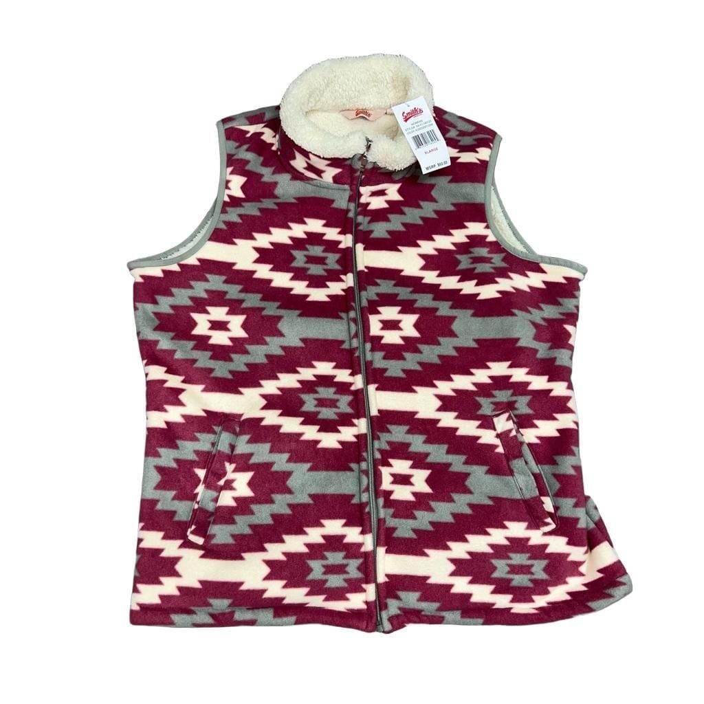 Smith's Workwear Aztec Sherpa Fleece Vest Size X-Large Rose Grey women’s Vest 1