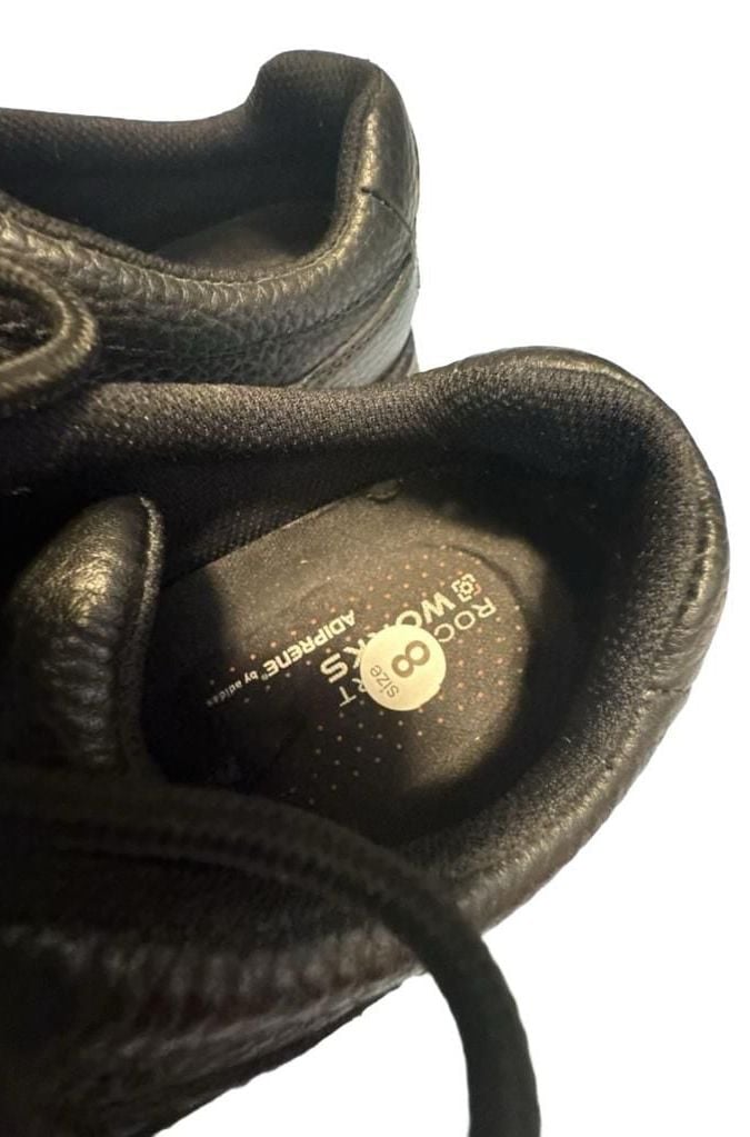 Rockport Womens 8 Black Leather Walking Shoes Lace Up Comfort Casual Sneakers 9