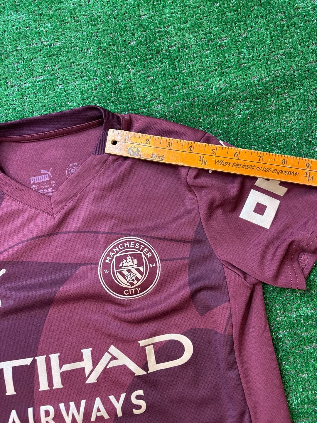 Puma Manchester City 24-25 Third Soccer Jersey Size 13-14Y Maroon Gold 14