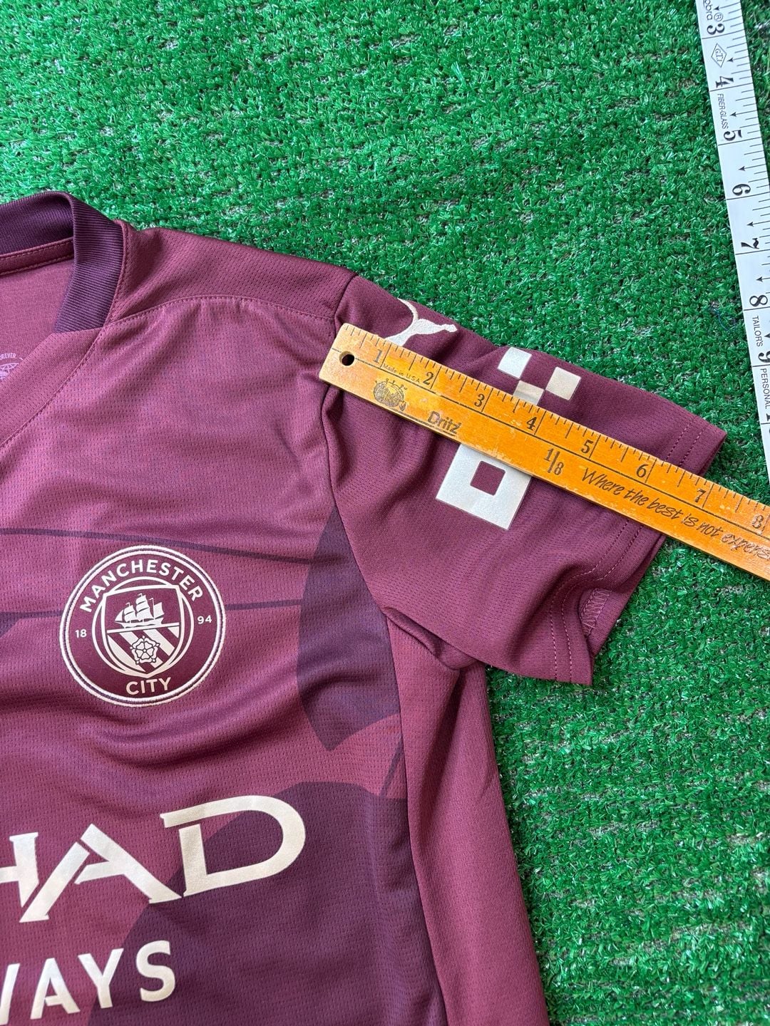 Puma Manchester City 24-25 Third Soccer Jersey Size 13-14Y Maroon Gold 15