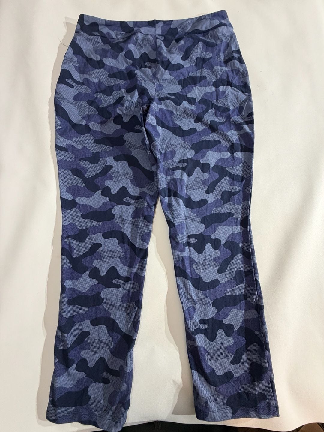 Women with Control Blue Camo Print Stretch Pants Size L 8