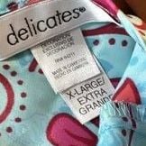 Delicates Women's Full Slip XL Satin Floral Blue Lace Trim Adjustable Straps 9