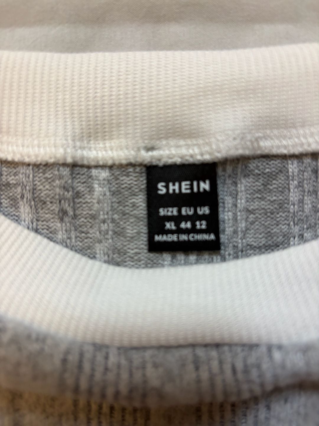 Shein Rib Knit Long Sleeve Pullover XL Gray Crew Neck Contrast 3