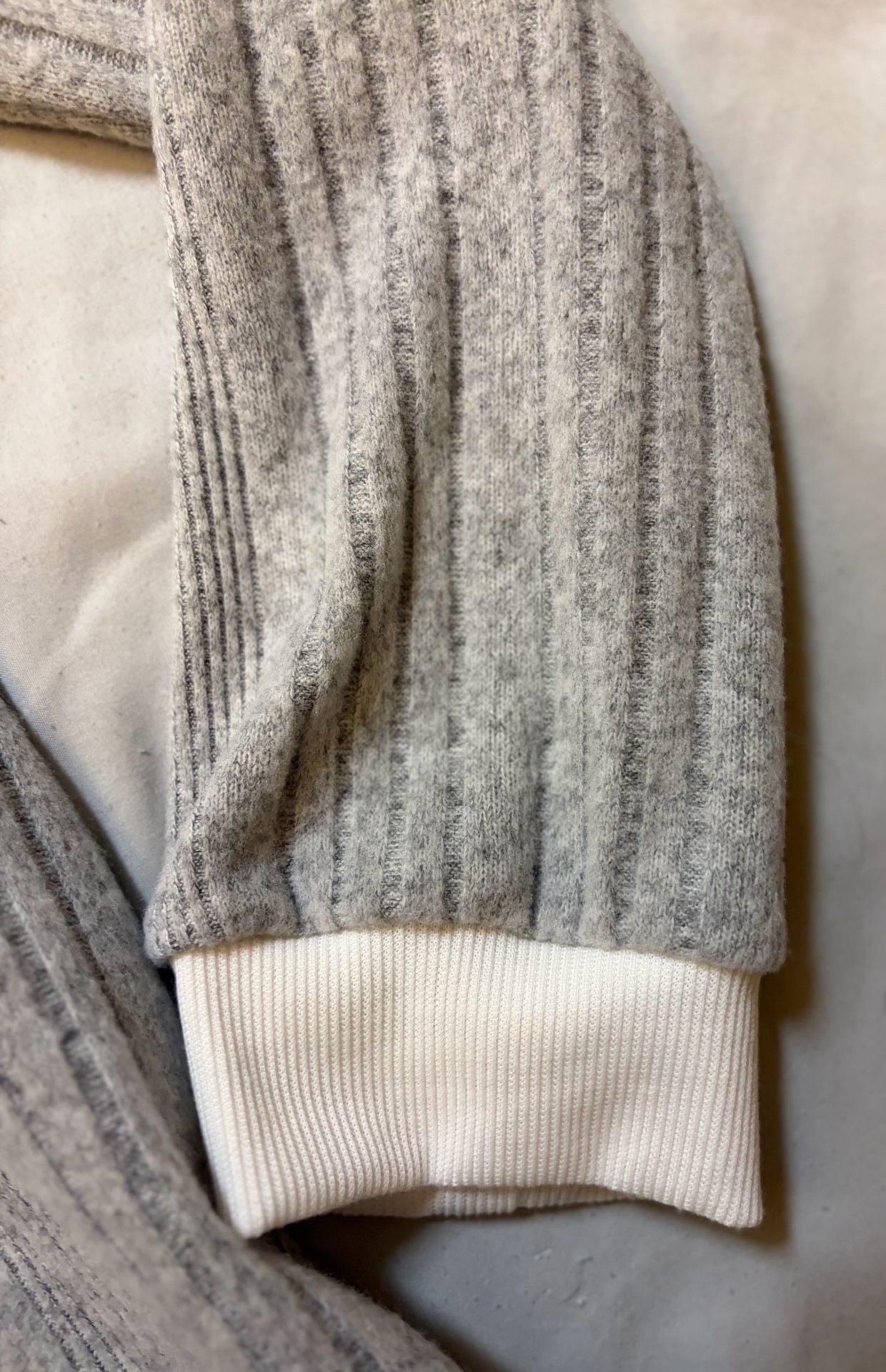 Shein Rib Knit Long Sleeve Pullover XL Gray Crew Neck Contrast 5