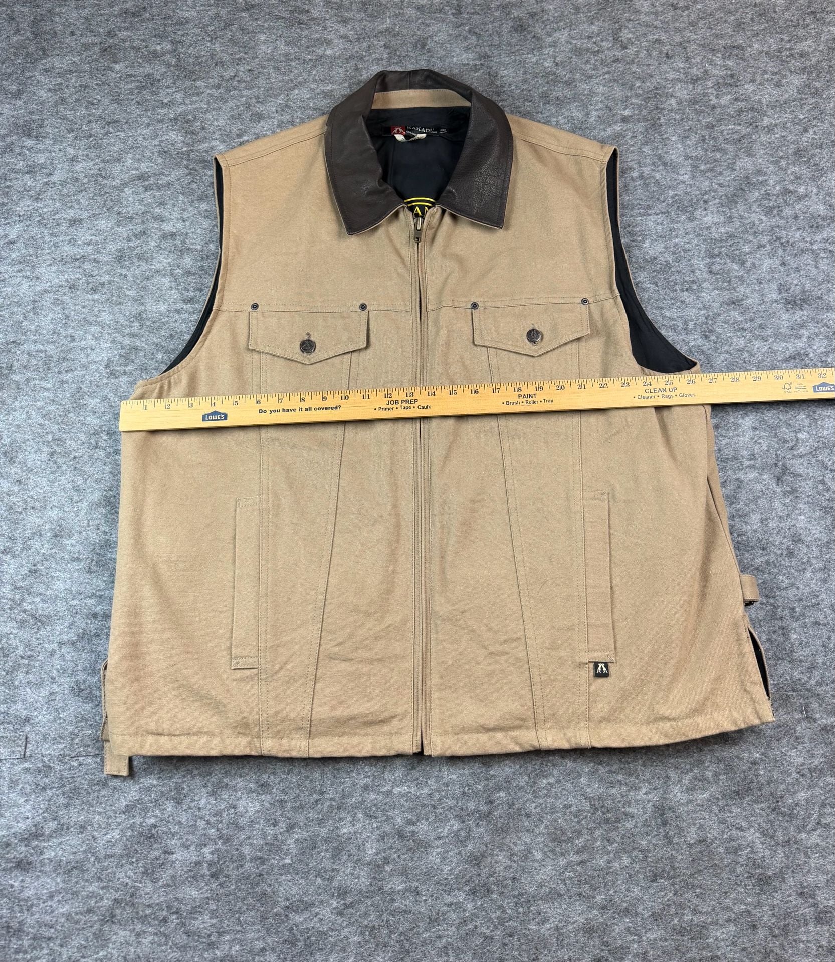 Kakadu Kelly 12 Concealed Carry Vest Size 3XL Tan Canvas Leather Collar 7
