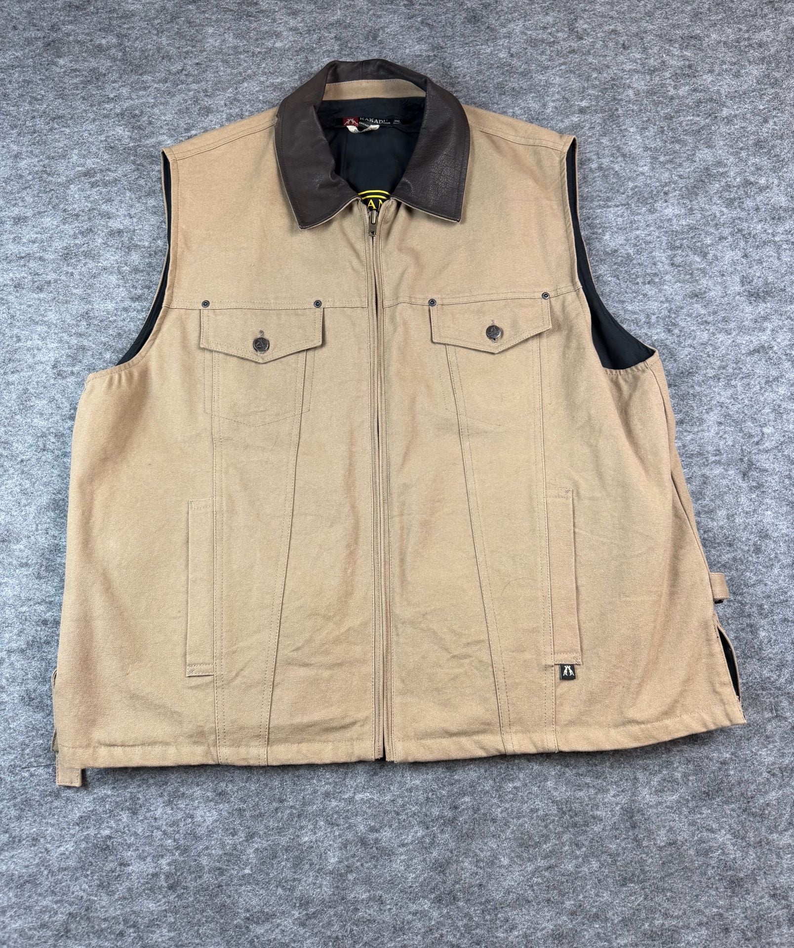 Kakadu Kelly 12 Concealed Carry Vest Size 3XL Tan Canvas Leather Collar 8