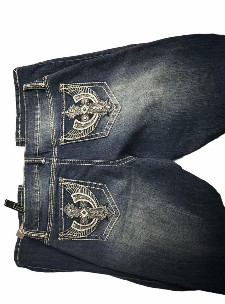 New Directions Weekend Bootcut Jeans Size 10 Embellished Wings Dark Wash 5