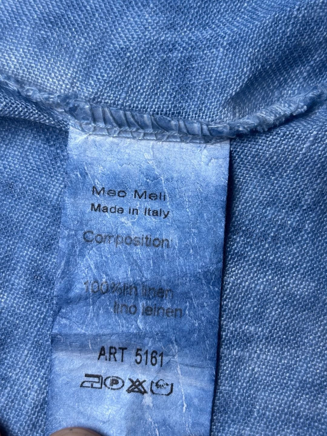 Meo Meli Linen Blazer Blue Distressed Raw Hem 11