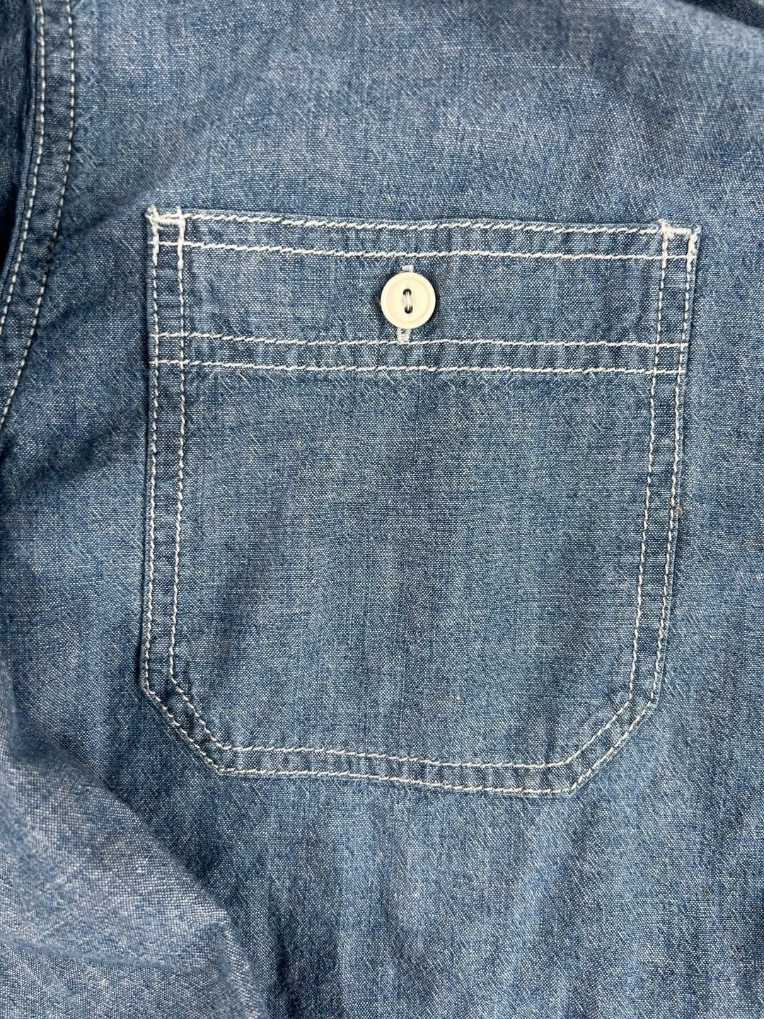 Converse One Star Chambray Work Shirt Size L Blue Long Sleeve 4
