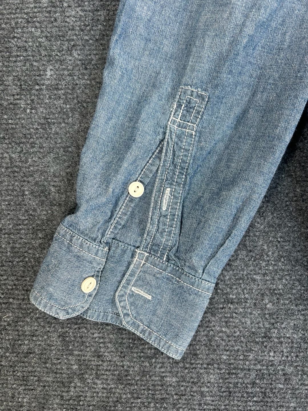 Converse One Star Chambray Work Shirt Size L Blue Long Sleeve 5