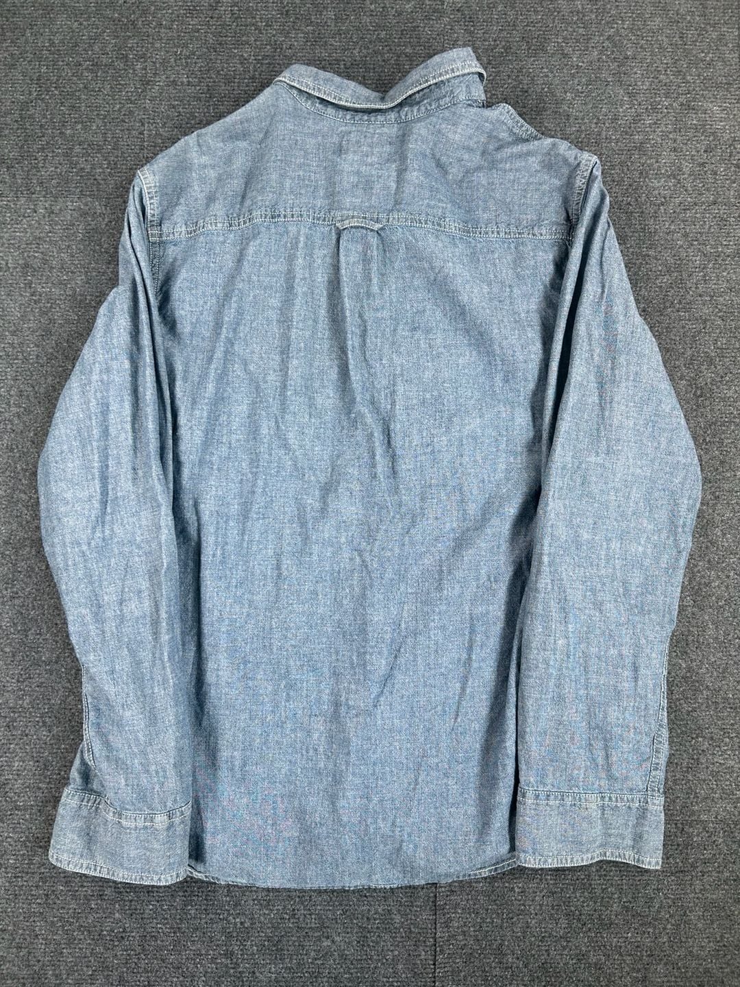 Converse One Star Chambray Work Shirt Size L Blue Long Sleeve 10