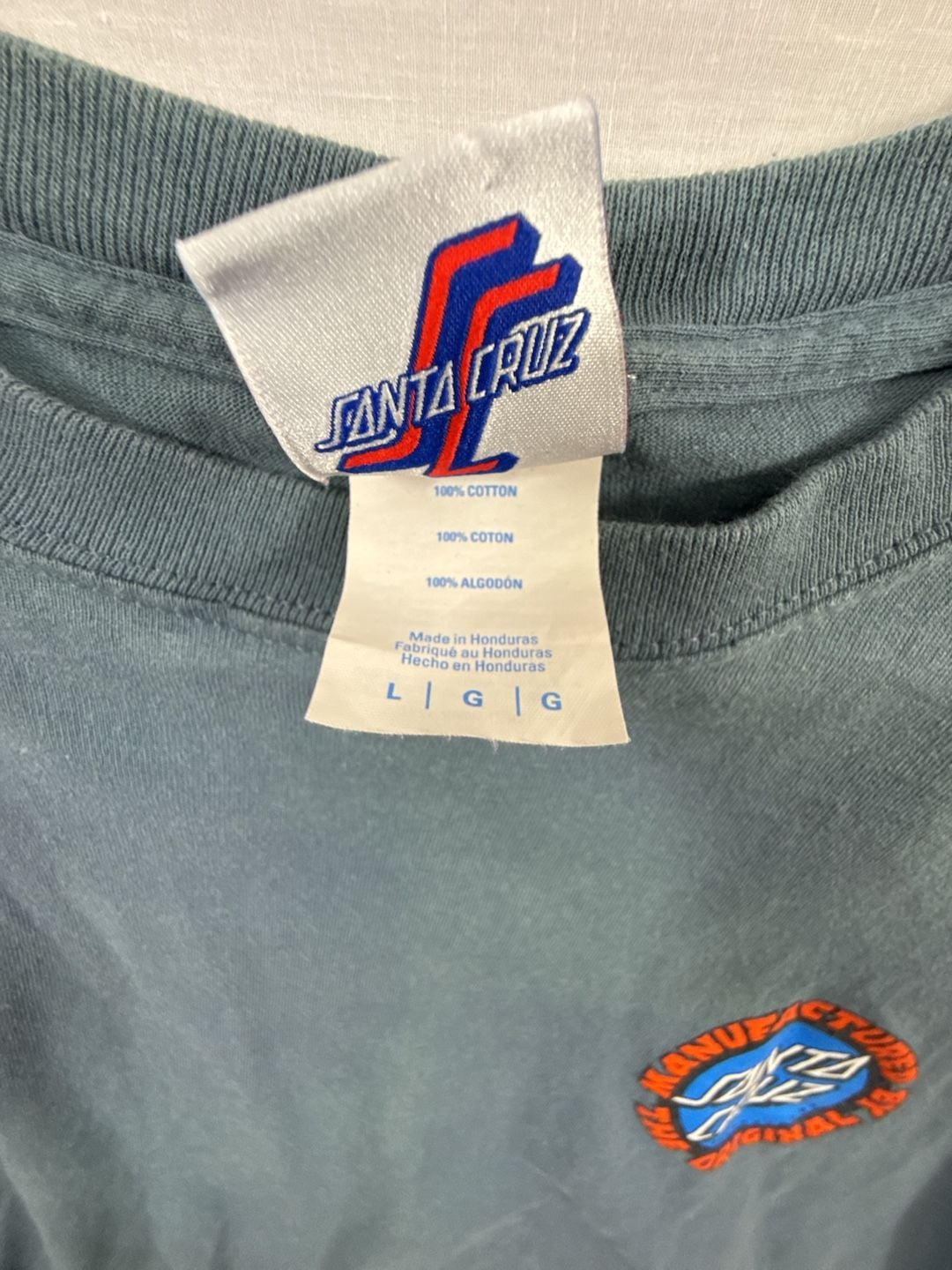 Santa Cruz T-Shirt Size L Blue Cotton Graphic Skate Logo 3