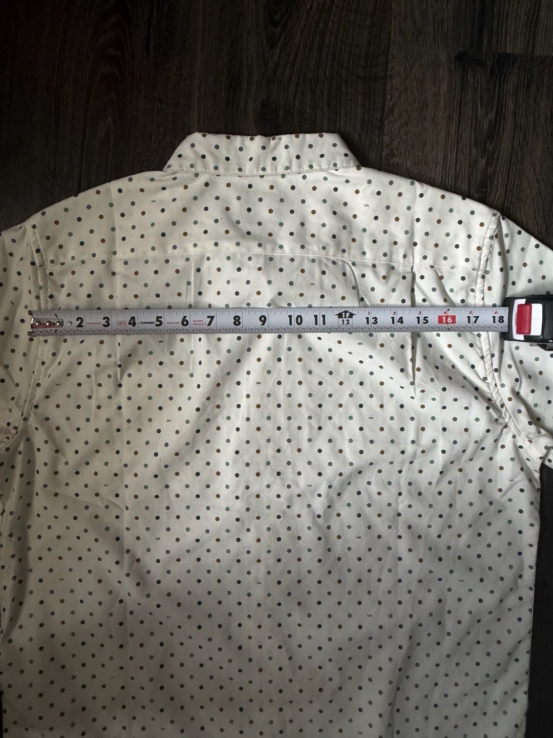 RVCA Short Sleeve Button Down Shirt Size L White Polka Dot 8