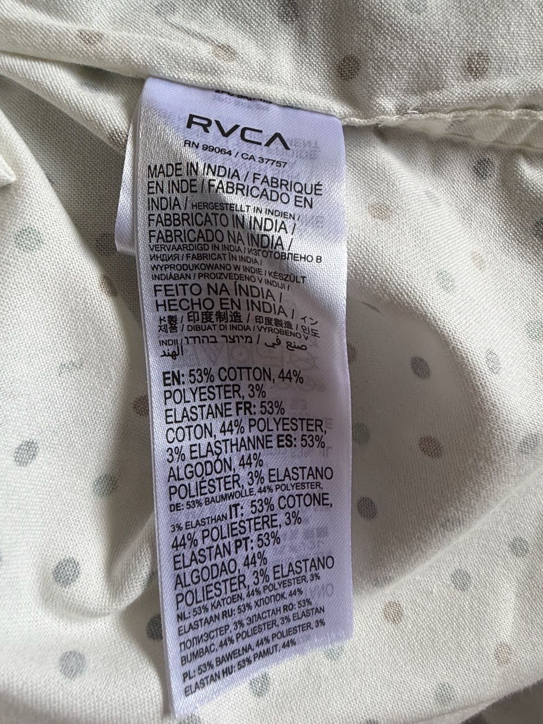 RVCA Short Sleeve Button Down Shirt Size L White Polka Dot 9