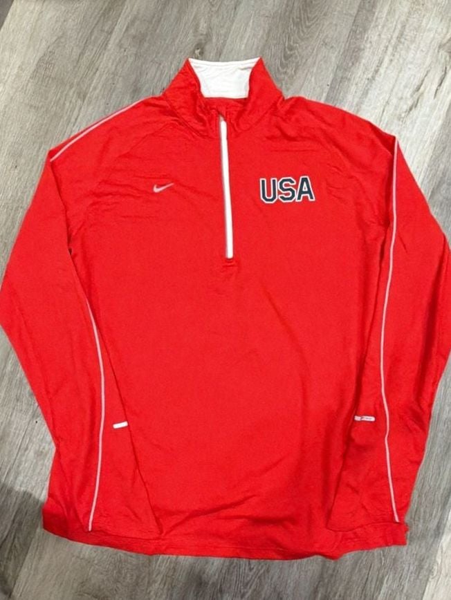 Nike Element USA 1/4 Zip Pullover Size XL Red Dri-Fit Long Sleeve Shirt 2