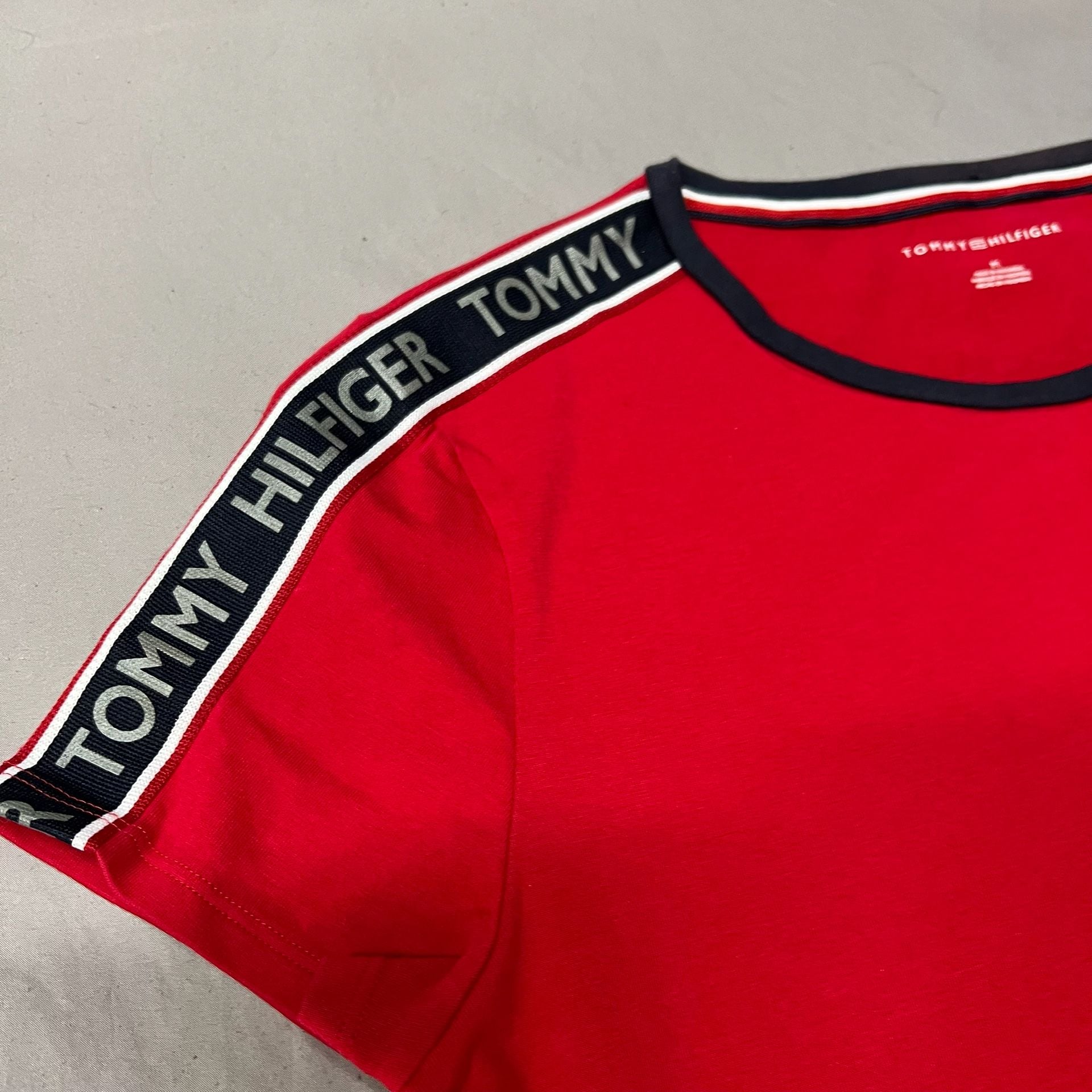 Tommy Hilfiger Logo Tape T-Shirt Dress Size M Red Cotton 11