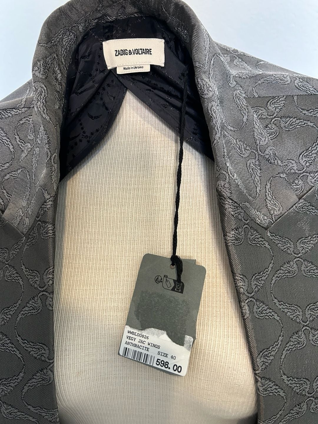 Zadig & Voltaire Vegy Jacquard Blazer Grey Size 40 10