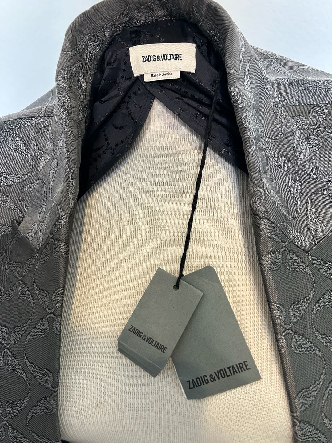 Zadig & Voltaire Vegy Jacquard Blazer Grey Size 40 11