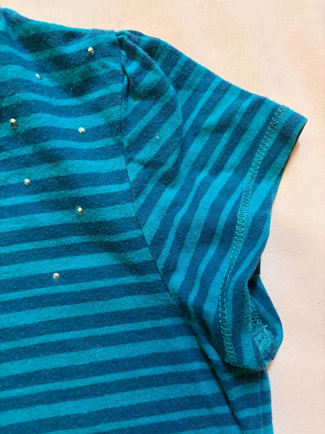 The Children's Place Striped Ruffle Top Size M 7/8 Rhinestone Studs 5