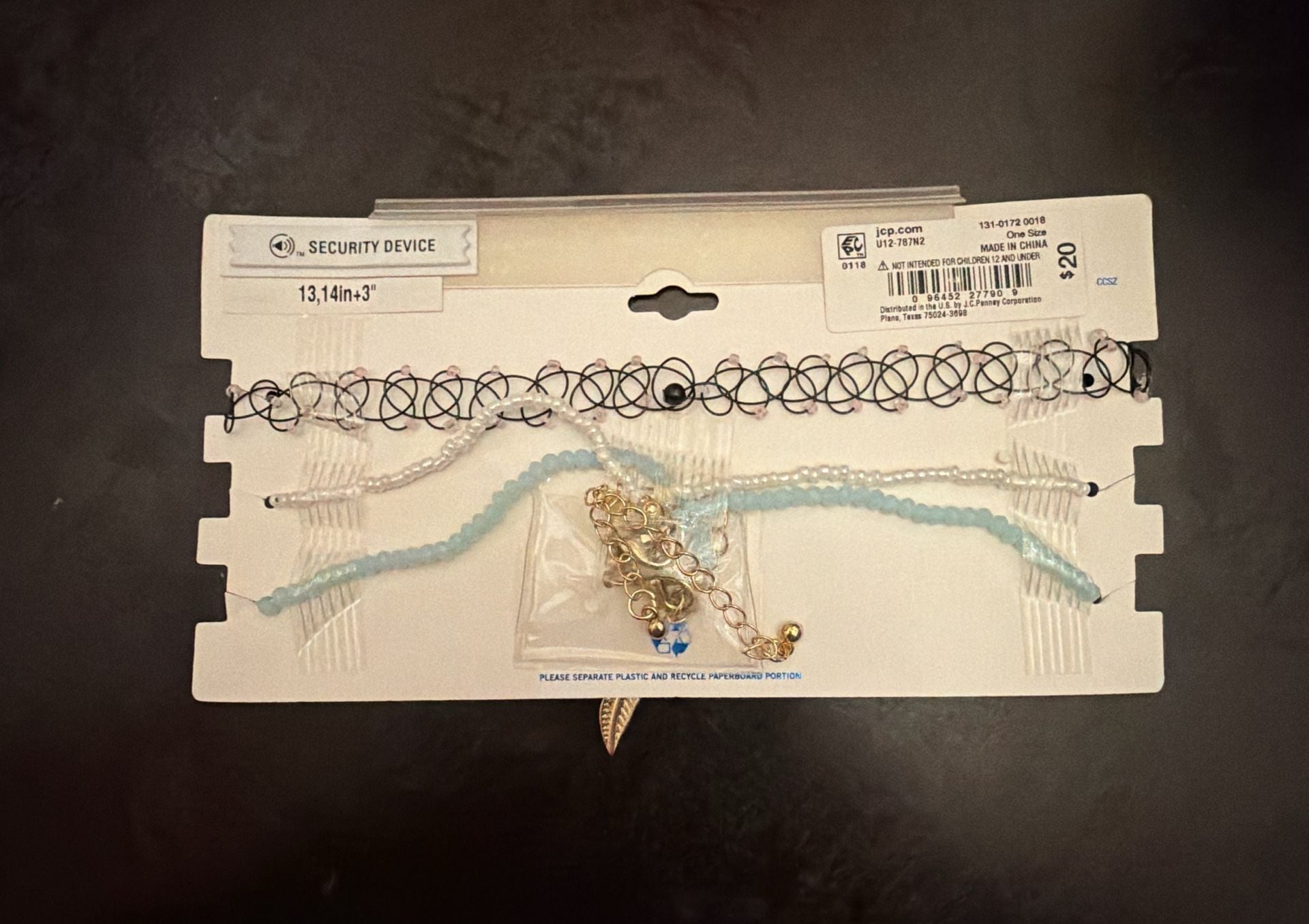 Arizona Jean Co. Choker Set Beaded Tattoo Feather 3-Pack New 3