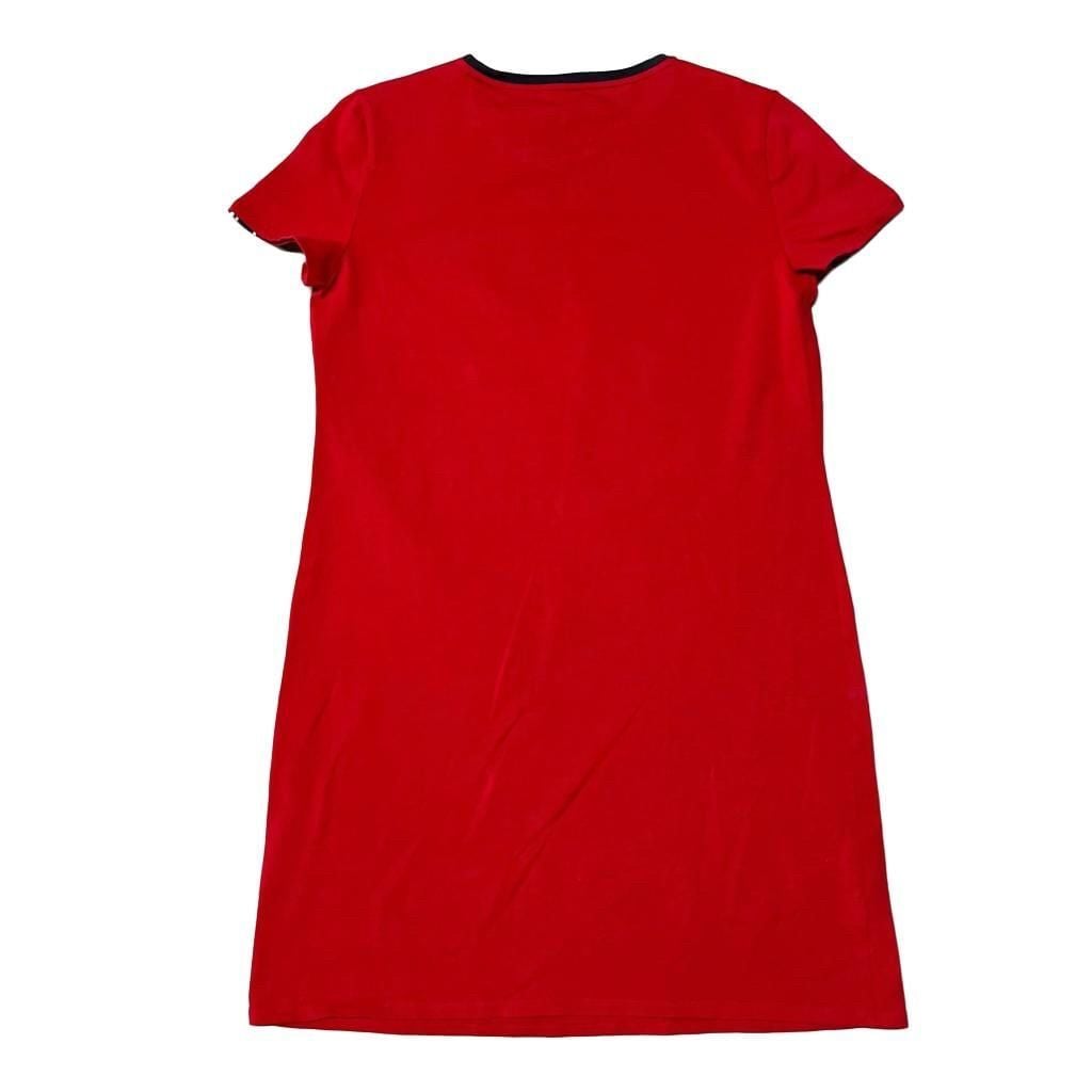 Tommy Hilfiger Logo Tape T-Shirt Dress Size M Red Cotton 3