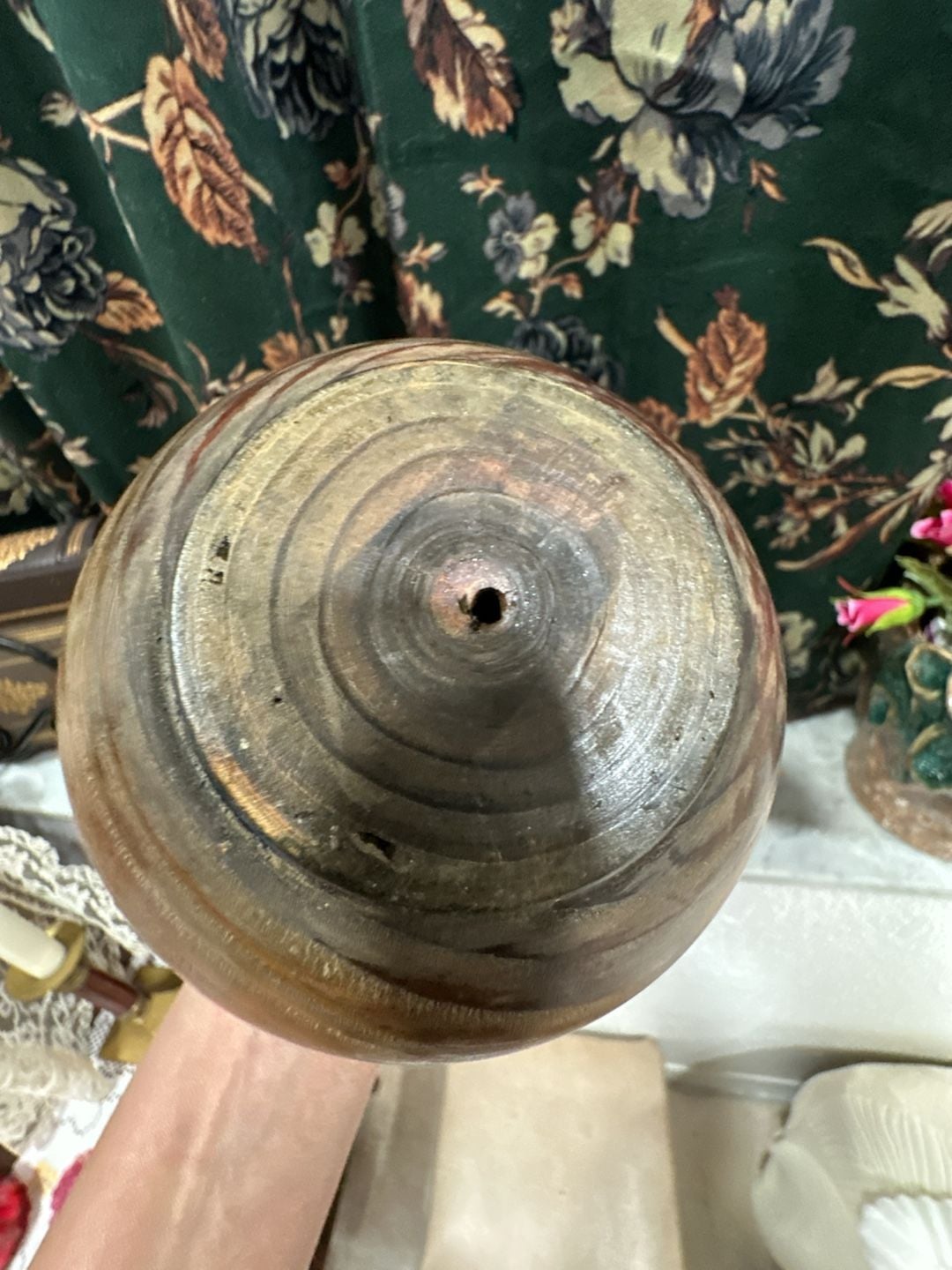 Vintage Hand Turned Wood Vase Solid Wooden Sculpted Decor 3
