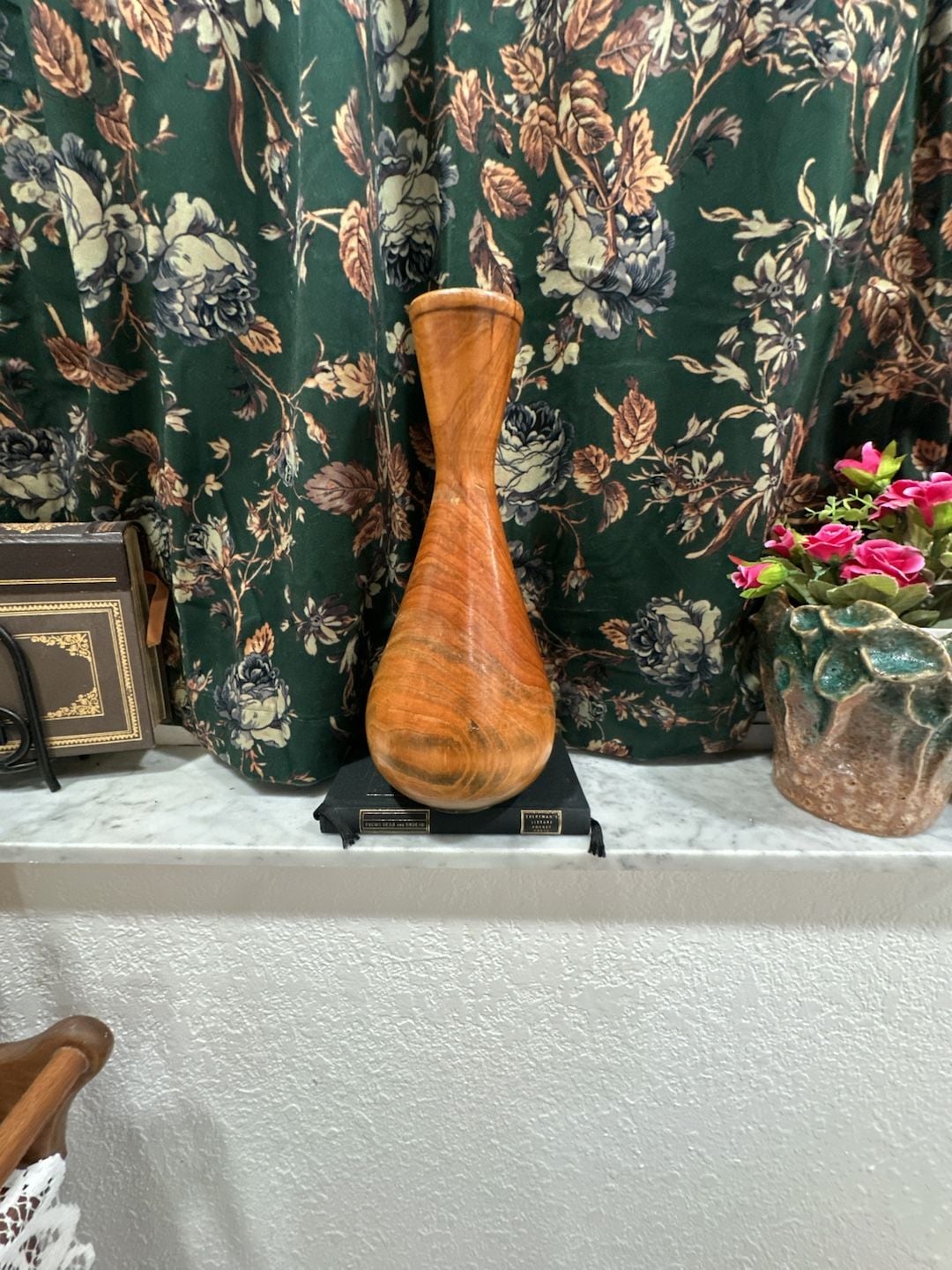 Vintage Hand Turned Wood Vase Solid Wooden Sculpted Decor 5