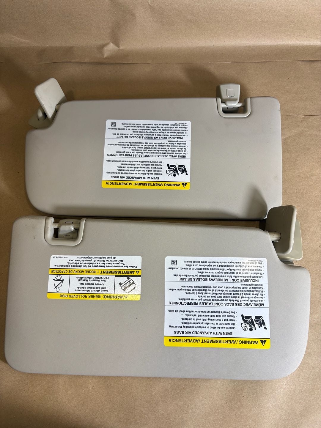 2019-2023 Ford Ranger Front Sun Visor Pair Gray with Vanity Mirrors OEM 1