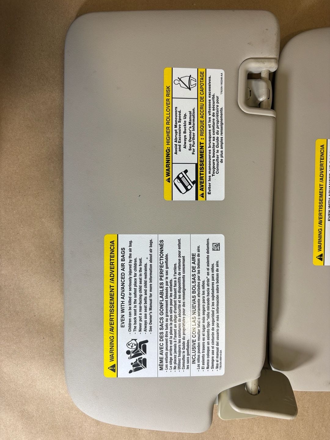 2019-2023 Ford Ranger Front Sun Visor Pair Gray with Vanity Mirrors OEM 2