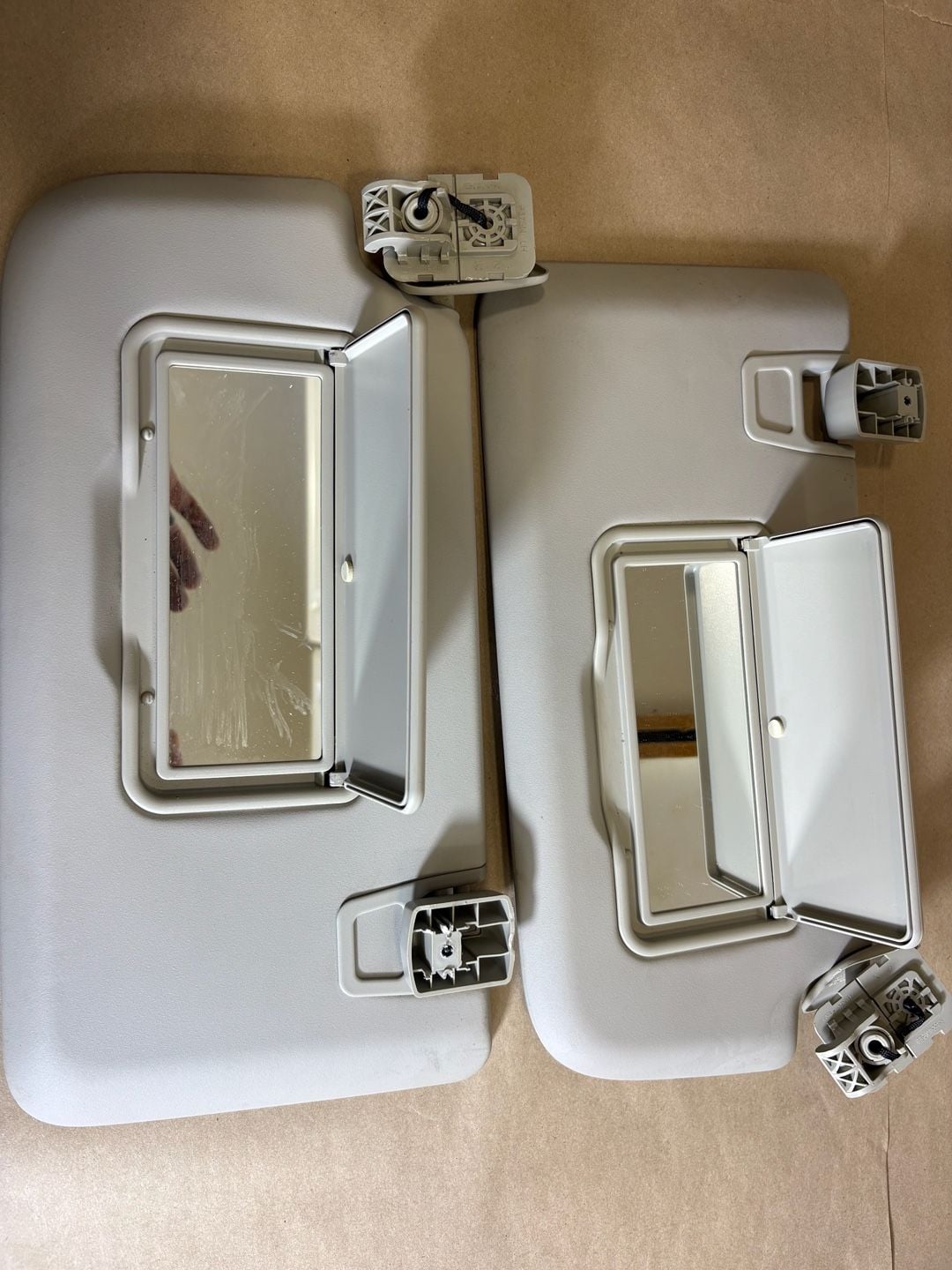 2019-2023 Ford Ranger Front Sun Visor Pair Gray with Vanity Mirrors OEM 8