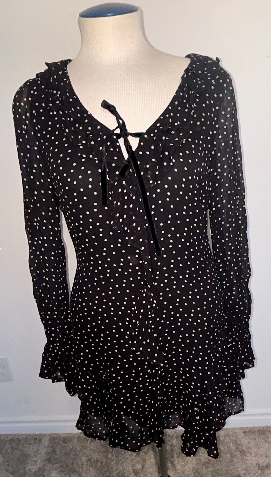 Hill House Home The Bridget Dress Black Polka Dot Mini Dress 7