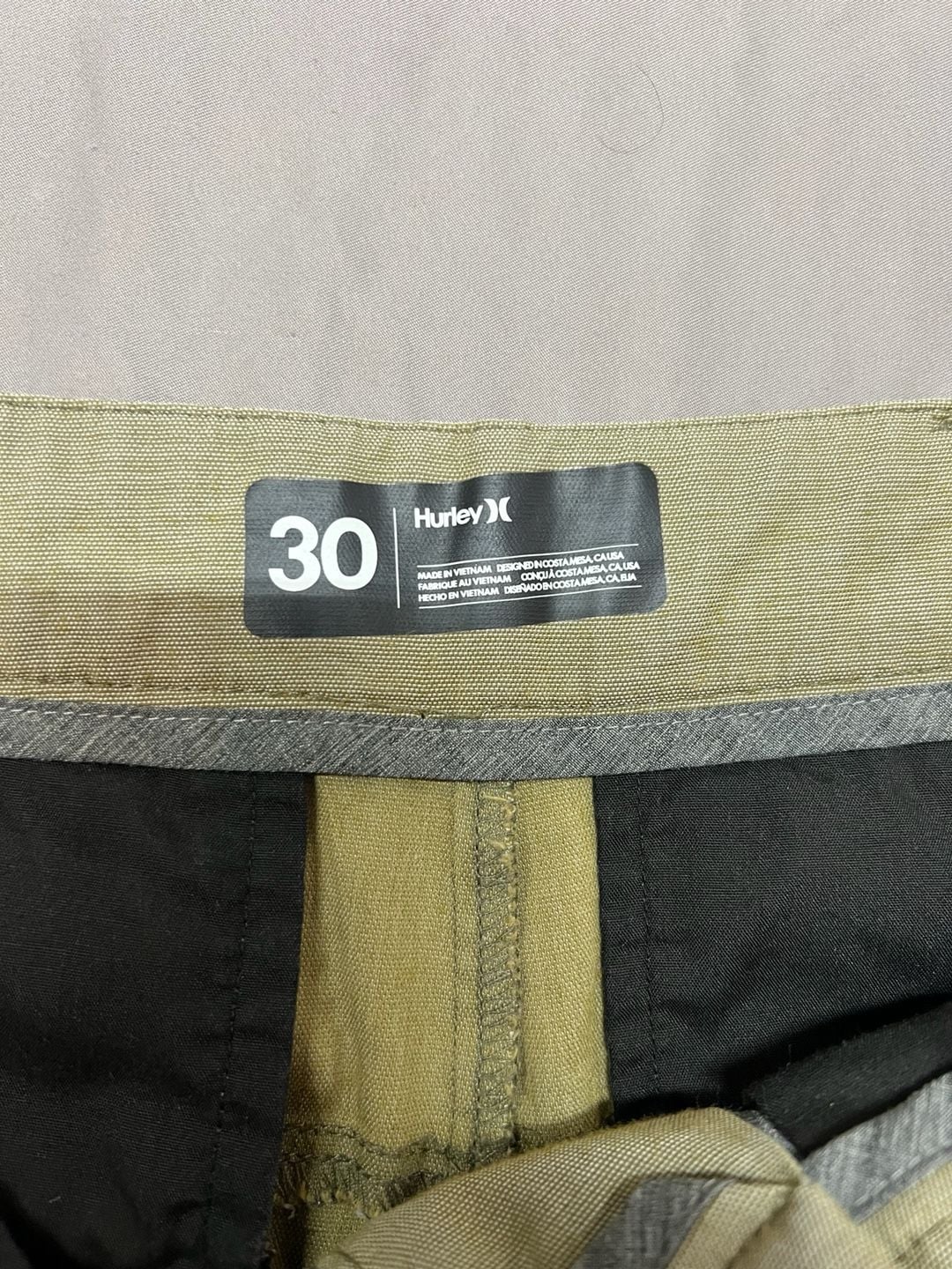 Hurley Chino Shorts Size 30 Green Flat Front Casual 8