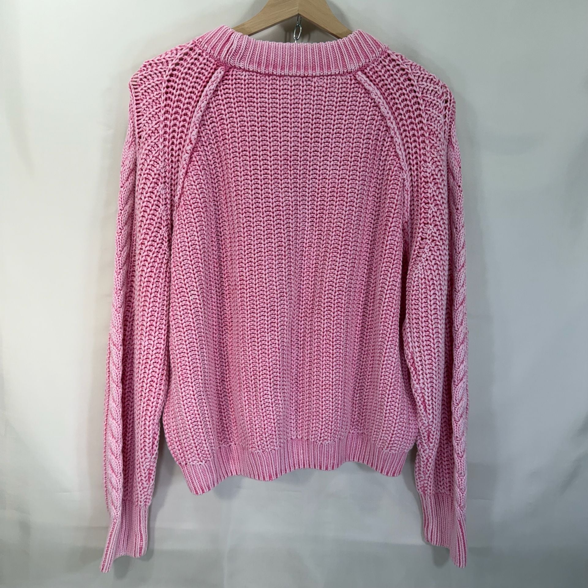Free People Cable Knit Sweater Pink Med 8