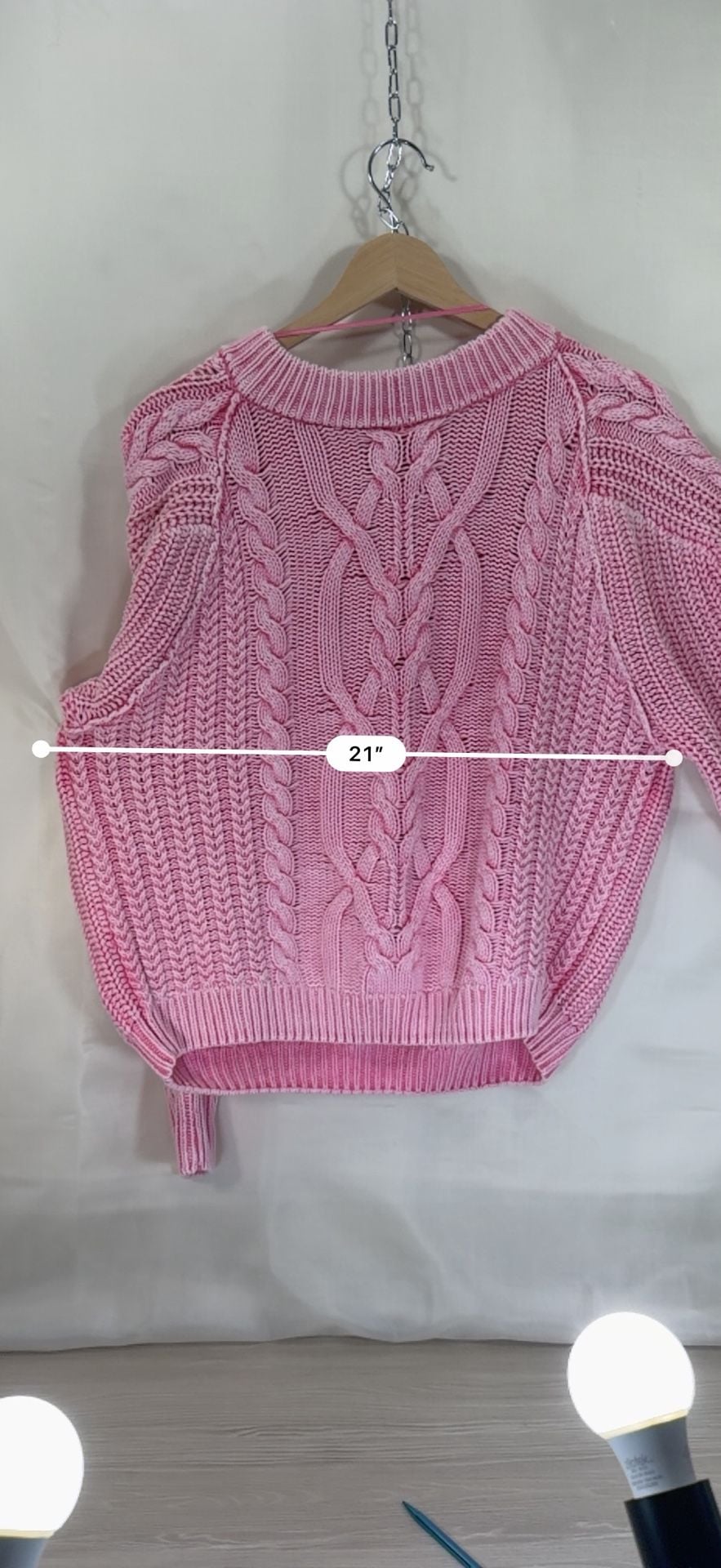 Free People Cable Knit Sweater Pink Med 9