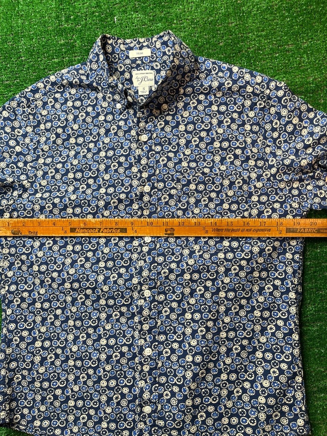J. Crew Slim Fit Short Sleeve Button Down Shirt Size S Blue Floral Cotton 7
