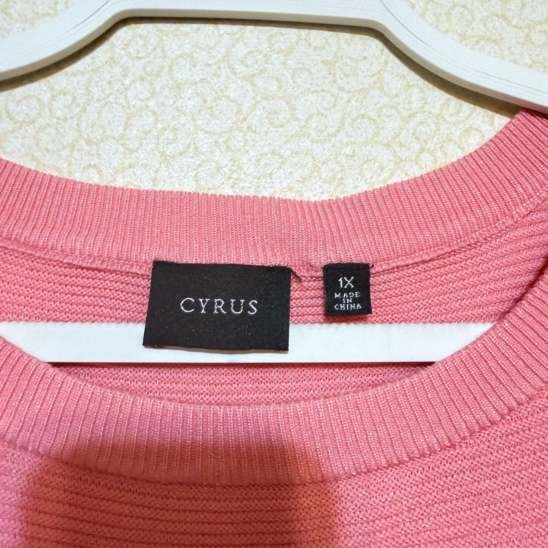 Cyrus Ribbed Knit Sweater Size 1X Pink Pullover Crew Neck 2