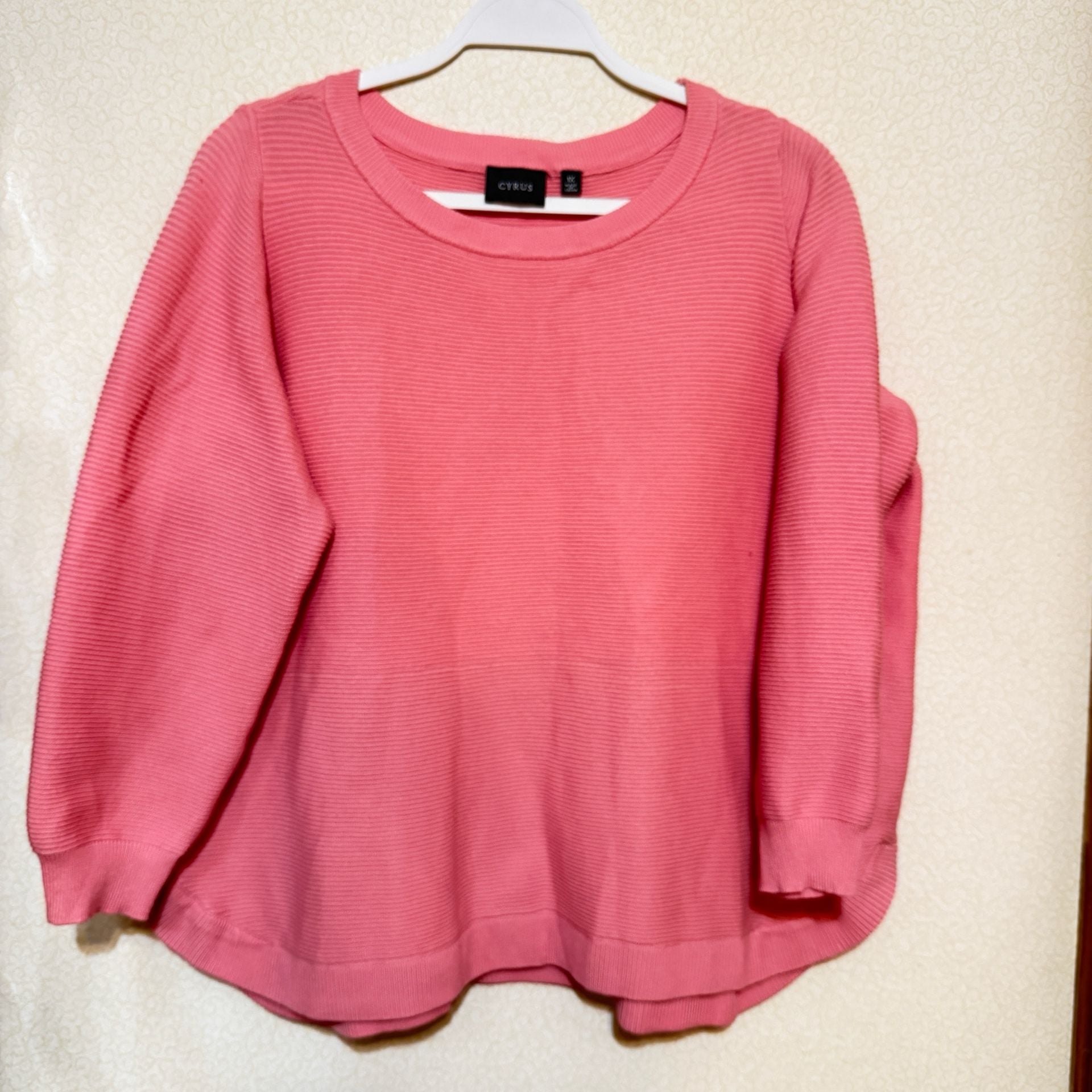Cyrus Ribbed Knit Sweater Size 1X Pink Pullover Crew Neck 3