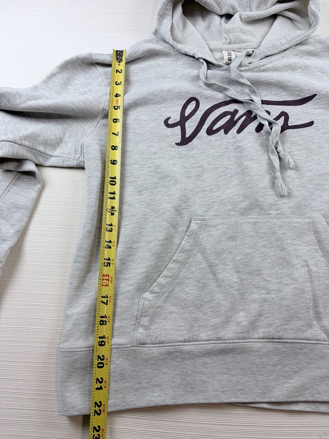 Women’s Vans Script Logo Hoodie Size XL Gray Pullover Fleece 7