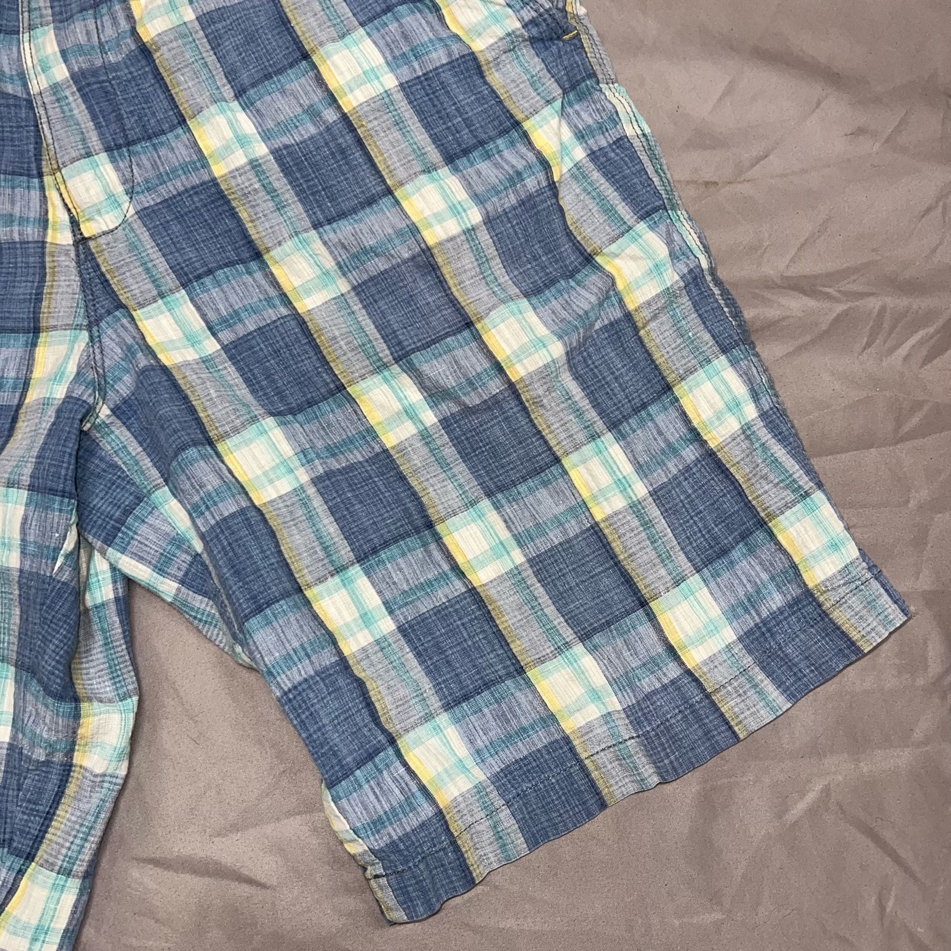 Tommy Bahama Plaid Linen Blend Shorts Blue Casual size 35 10