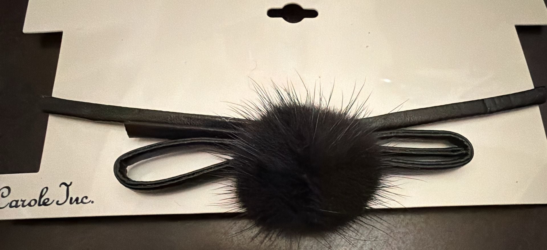 Carole Inc. Black Faux Fur Pom Pom Choker Necklace 3