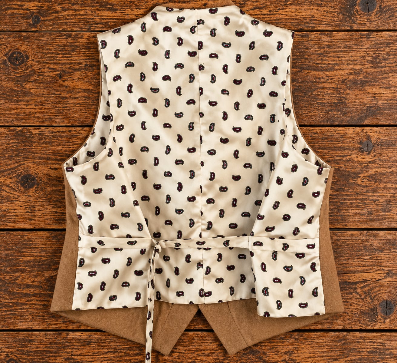 Vintage Deansgate Camel Wool Blend Paisley Lined Vest Made USA Unisex 8