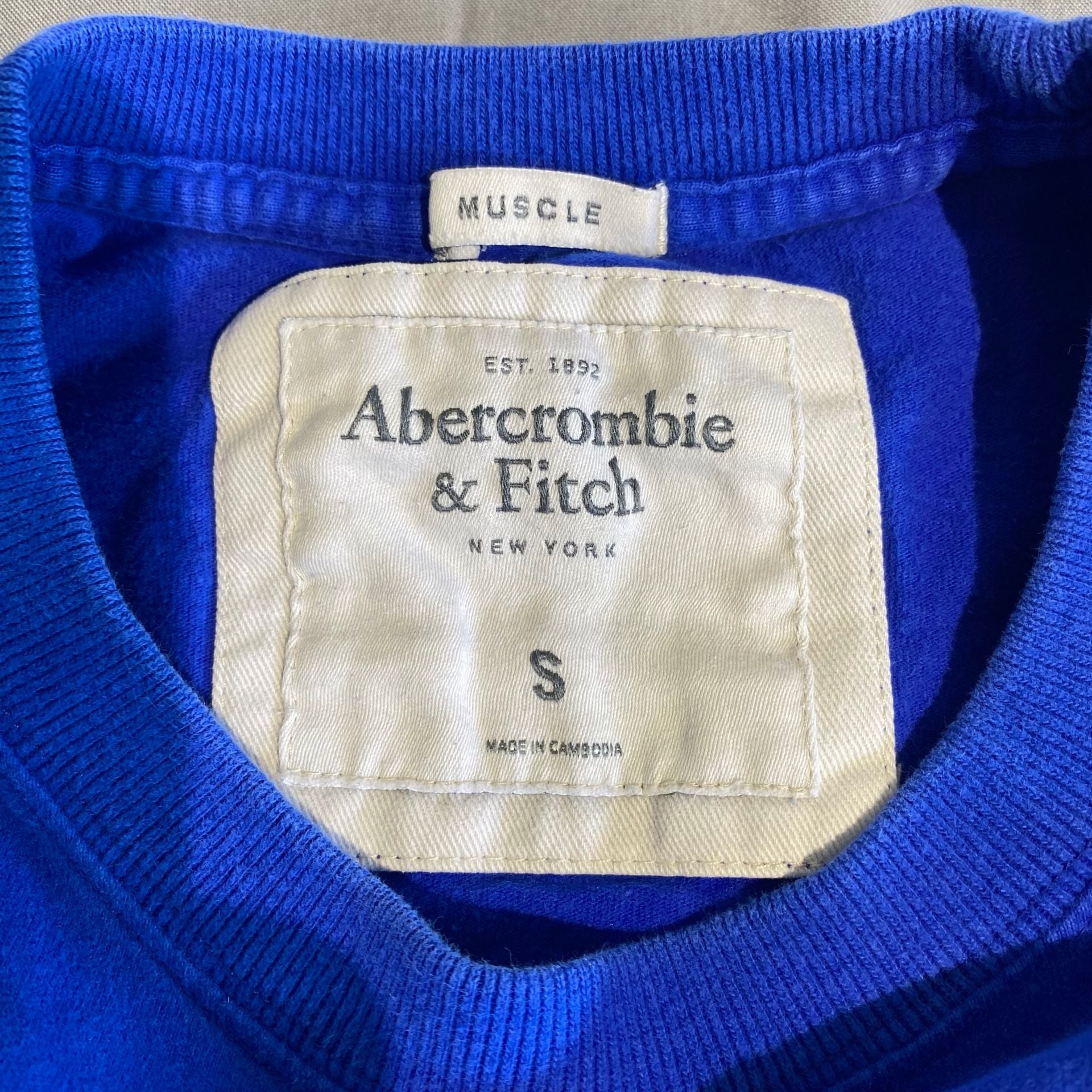 Abercrombie & Fitch A&F Graphic T-Shirt Size S Blue Muscle Fit 4