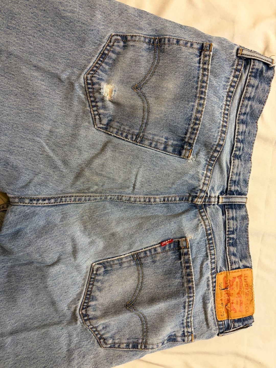 Levis 505 Jeans Size 34x29 Light Wash Distressed 6