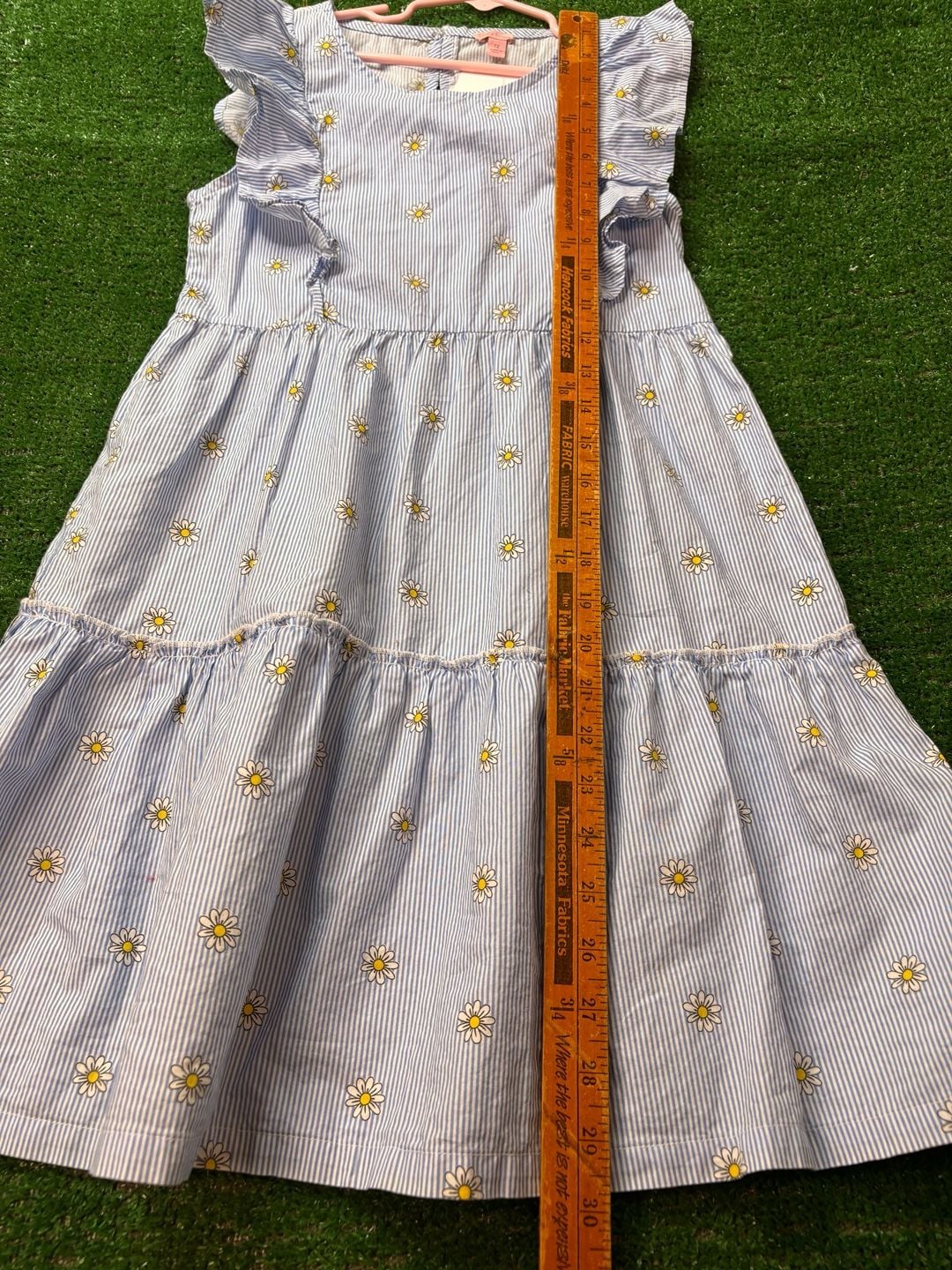 Lucky Penny Seersucker Dress Size 12 Blue White Daisy Ruffle Tiered 8
