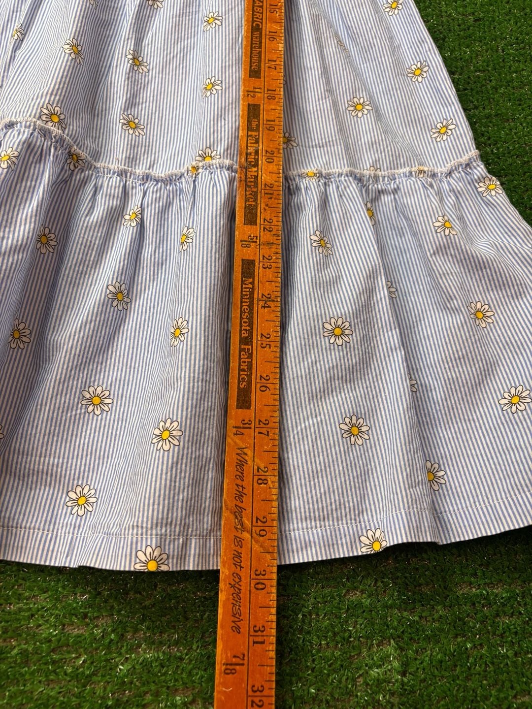 Lucky Penny Seersucker Dress Size 12 Blue White Daisy Ruffle Tiered 9
